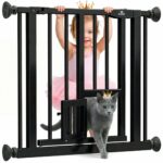 Kidiz Treppenschutzgitter 74-80 cm mit Katzenklappe – Absperrgitter ohne Bohren
