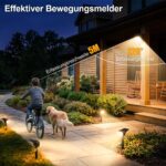 SUNNMO Solar-Strahler 4er Set mit Bewegungsmelder – 104 LED IP65 Warmweiss 3000K – Bild 2