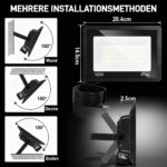 Jiubiaz LED Strahler 50W Außen dimmbar – IP66 Flutlicht 3000K-6500K für Garten & Hof (4er Set) – Bild 3