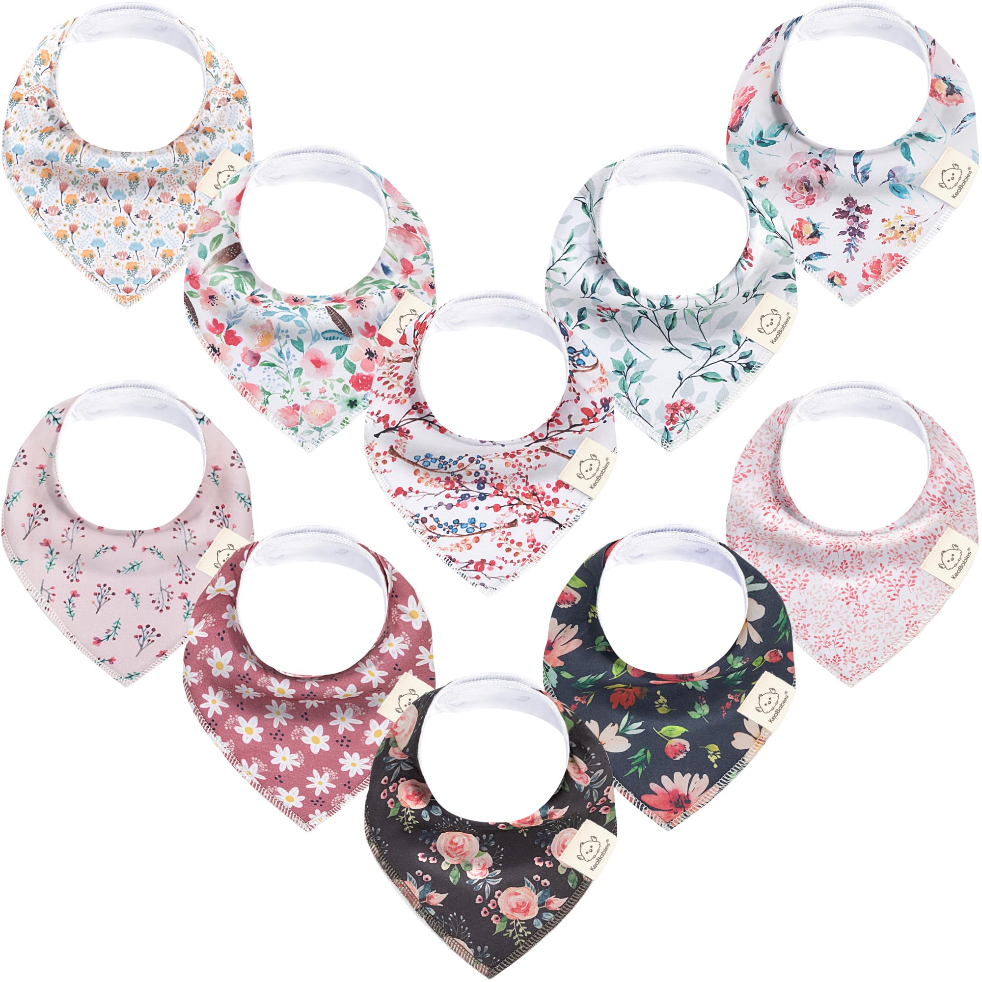 KeaBabies 10er-Pack Bandana-Lätzchen Bio-Baumwolle – Saugfähige Sabber-Lätzchen für Neugeborene