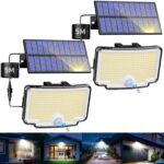 nipify 2er Set Solarleuchten mit Bewegungsmelder & separatem Panel – 318 LED IP65