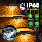 GEARLITE 8er Set Solar-Wandleuchten Muschel – IP65 Gartenbeleuchtung Warmweiß für Aussen – Bild 3