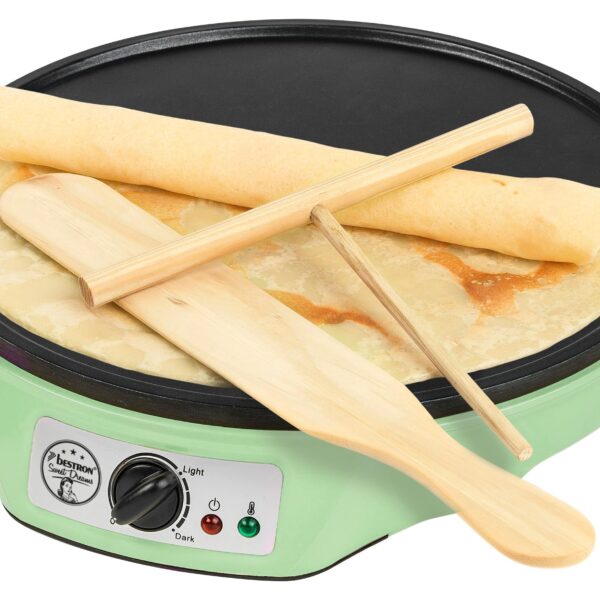 Bestron Crêpesmaker Ø 30 cm – Elektrischer Crêpes-Maker mit Thermostat & Antihaftbeschichtung