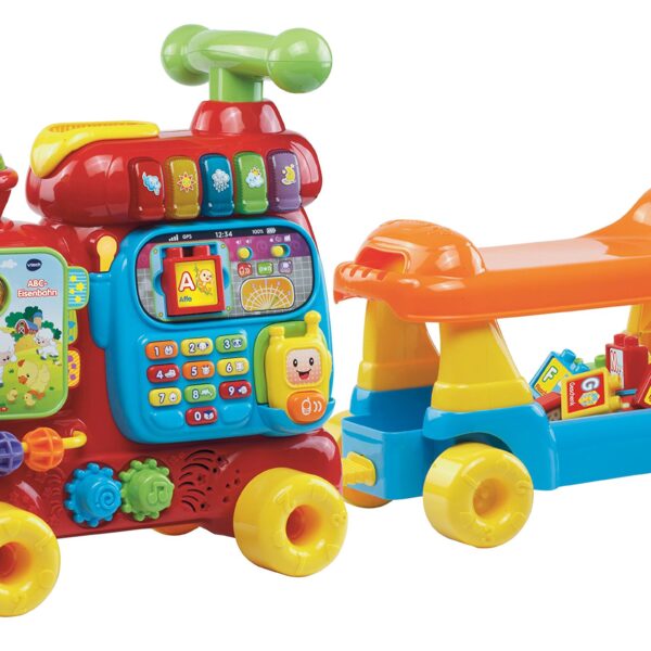 VTech Baby ABC-Eisenbahn – 4-in-1 Lauflernwagen mit Buchstabenklötzen für 12–36 Monate
