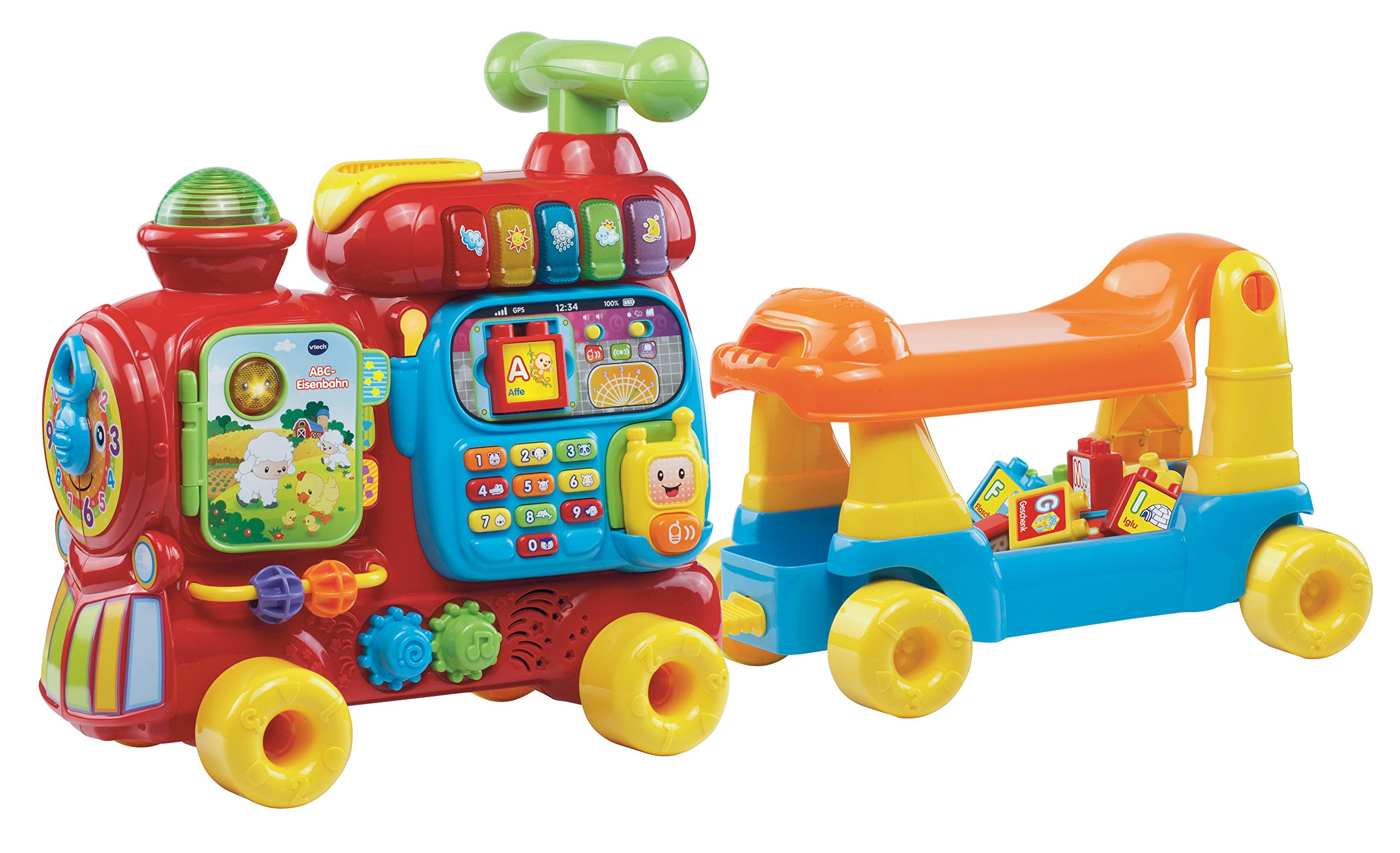 VTech Baby ABC-Eisenbahn – 4-in-1 Lauflernwagen mit Buchstabenklötzen für 12–36 Monate
