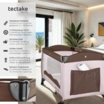tectake® Babyreisebett 126x65x80 cm mit Matratze – Höhenverstellbar & Mobil für Reisen – Bild 3