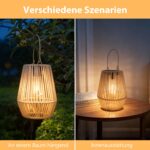 2er Set Rattan Solar Laternen für Aussen – Handgewebt mit IP65 Wasserdicht für Garten & Balkon – Bild 7
