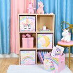 WERNNSAI Aufbewahrungsbox 4er Pack Einhorn 28cm – Faltbare Stoffboxen für Kinderzimmer – Bild 2