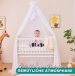 ALAVYA HOME® Betthimmel Tüll 120x200cm mit Himmelstange – Babybett Moskitonetz Weiss – Bild 6