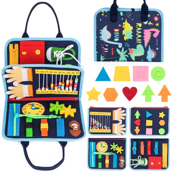 ACDAY Busy Board Montessori Spielzeug – 20 Lernaktivitäten für Kleinkinder ab 1 Jahr (Blau)