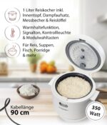 Cloer 6831 Reiskocher 1 l mit Dampfaufsatz – 7-Phasen-Technologie & 24h Warmhalte – Bild 2