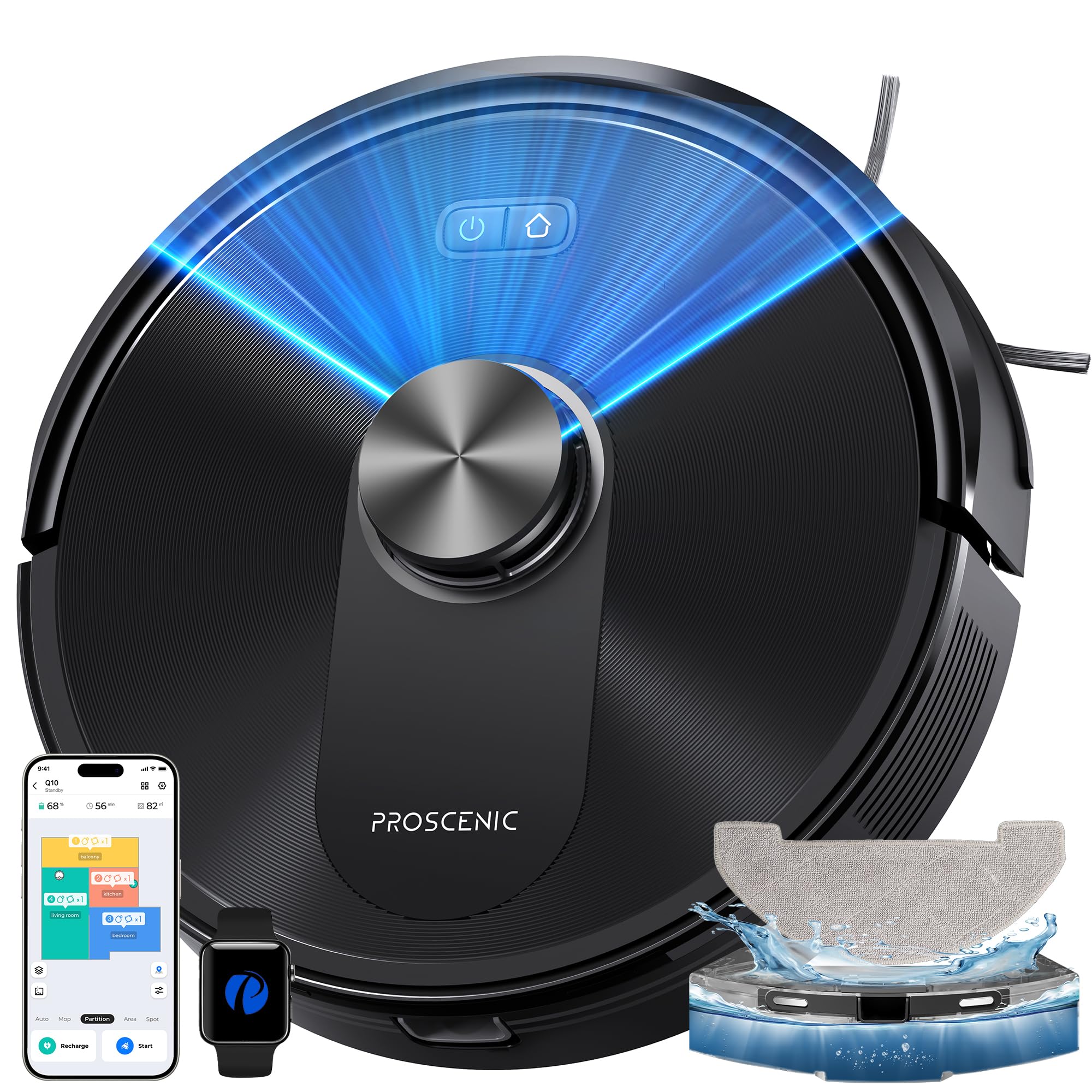 Proscenic Q10+ Saugroboter mit Wischfunktion – 10000Pa Laser-Navigation & App-Steuerung