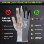 6 Paar Arbeitshandschuhe Grösse 9/L mit Nitril-Grip – rutschfest für Mechaniker & Handwerker – Bild 2