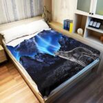 YISUMEI Kuscheldecke 150x200 cm Flanell Fleece – Wölfe Heulender Mond – Bild 3
