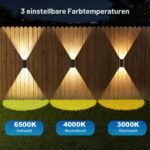 Giliwosy Solar Wandleuchte 4er Set – Up & Down Licht mit 3 Farbtemperaturen, IP65 – Bild 3