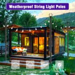 AHRLHR 4er Set Aussenleuchtstander 3m – Metall Lichtmast mit V-Gabel für Lichterketten & Deko – Bild 5
