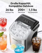 EUHOMY Eiswürfelmaschine Kompakt – 9 Eiswürfel in 6 Minuten, 12 kg/24h mit Tragegriff – Bild 3