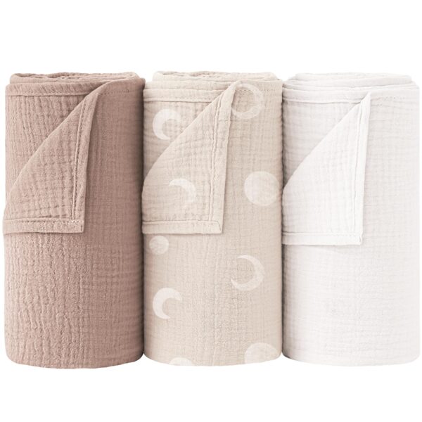 Bearmoss Pucktuch 3er-Set Musselin 100% Baumwolle 96x102cm – Atmungsaktive Babydecke