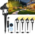 LAMPELIP 4er Pack LED Gartenstrahler 14M mit Zeitschaltuhr – Wasserdicht IP65 für Garten & Terrasse