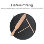 KLAMER Crêpes Maker 30 cm mit Antihaftbeschichtung & Holz-Zubehör – 1400 Watt – Bild 6