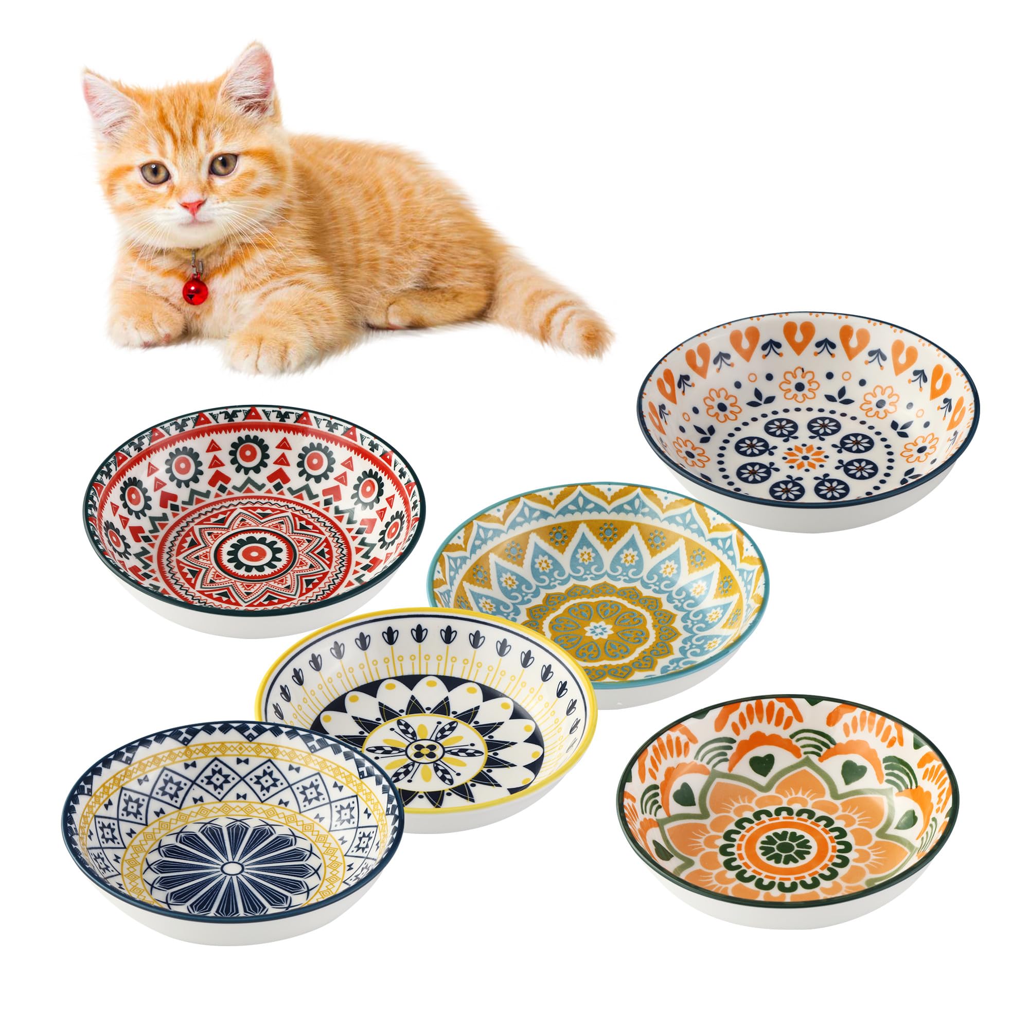 6er Set Keramik Katzennäpfe 14 cm – Ergonomisches Futternapf-Set für Katzen & kleine Haustiere