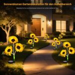 2er Set Sonnenblume Solarleuchten 60-LED – Wetterfeste Gartendeko mit automatischer Dämmerungsfunktion – Bild 4