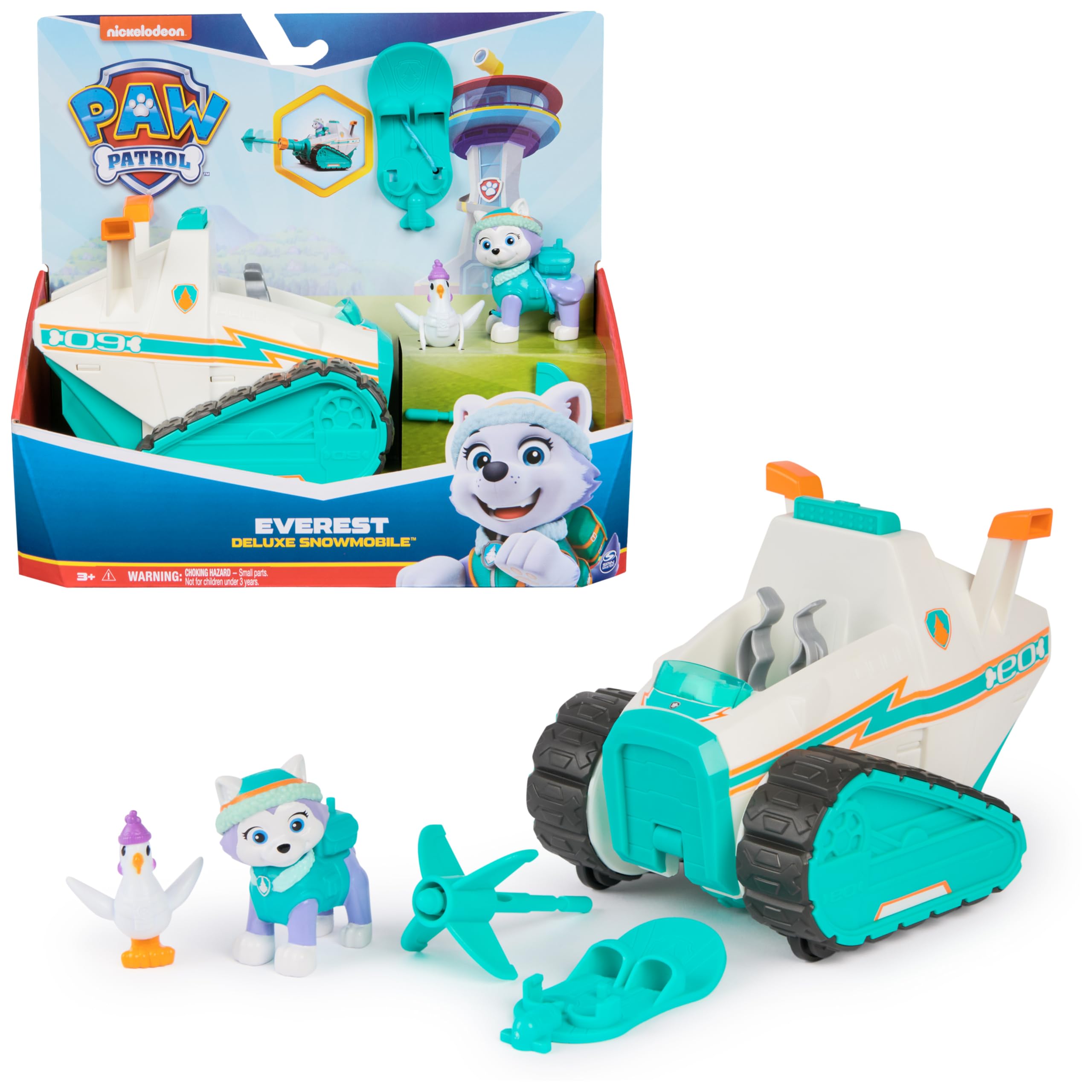 PAW Patrol Schneemobil Deluxe mit Everest & Henrietta – Rettungsfahrzeug für Kinder ab 3 Jahren