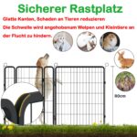 XMTECH 6-teilig Welpenauslauf 80 cm – Faltbares Freilaufgehege mit Tür & Erdankern – Bild 5