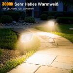 SUNNMO Solar-Strahler 4er Set mit Bewegungsmelder – 104 LED IP65 Warmweiss 3000K – Bild 7