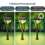 Linkind Solar Wegeleuchten 4er-Set – 3000K Warmweiss Gartenbeleuchtung mit 3 Modi – Bild 5