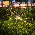 Dekofun Solar Feuerwerk Gartenleuchten 2er Set mit 120 LED – 8 Modi Solarstecker – Bild 8
