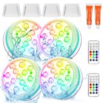 Czemo LED Poolbeleuchtung 4er Set mit Fernbedienung – IP68 Unterwasserlicht für Pool & Teich