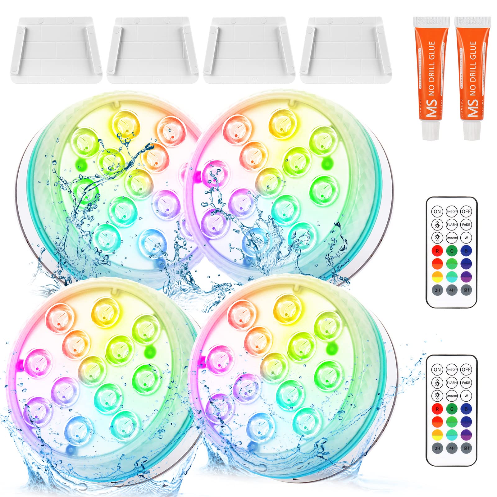 Czemo LED Poolbeleuchtung 4er Set mit Fernbedienung – IP68 Unterwasserlicht für Pool & Teich