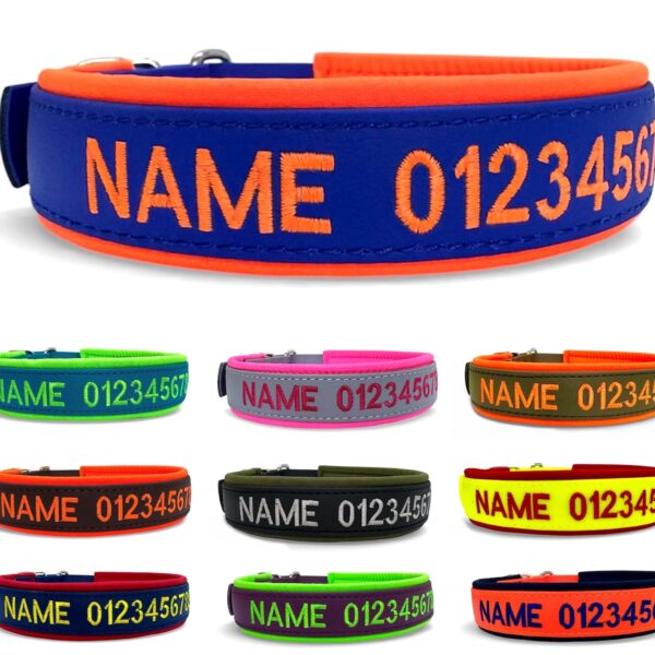 Personalisiertes Hundehalsband Biothane (XS–XXL) – Individuell bestickt mit Name & Telefonnummer