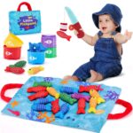 hahaland Angelspiel Montessori-Spielzeug ab 1 Jahr – Motorikspielzeug mit Angelrute & Fischen