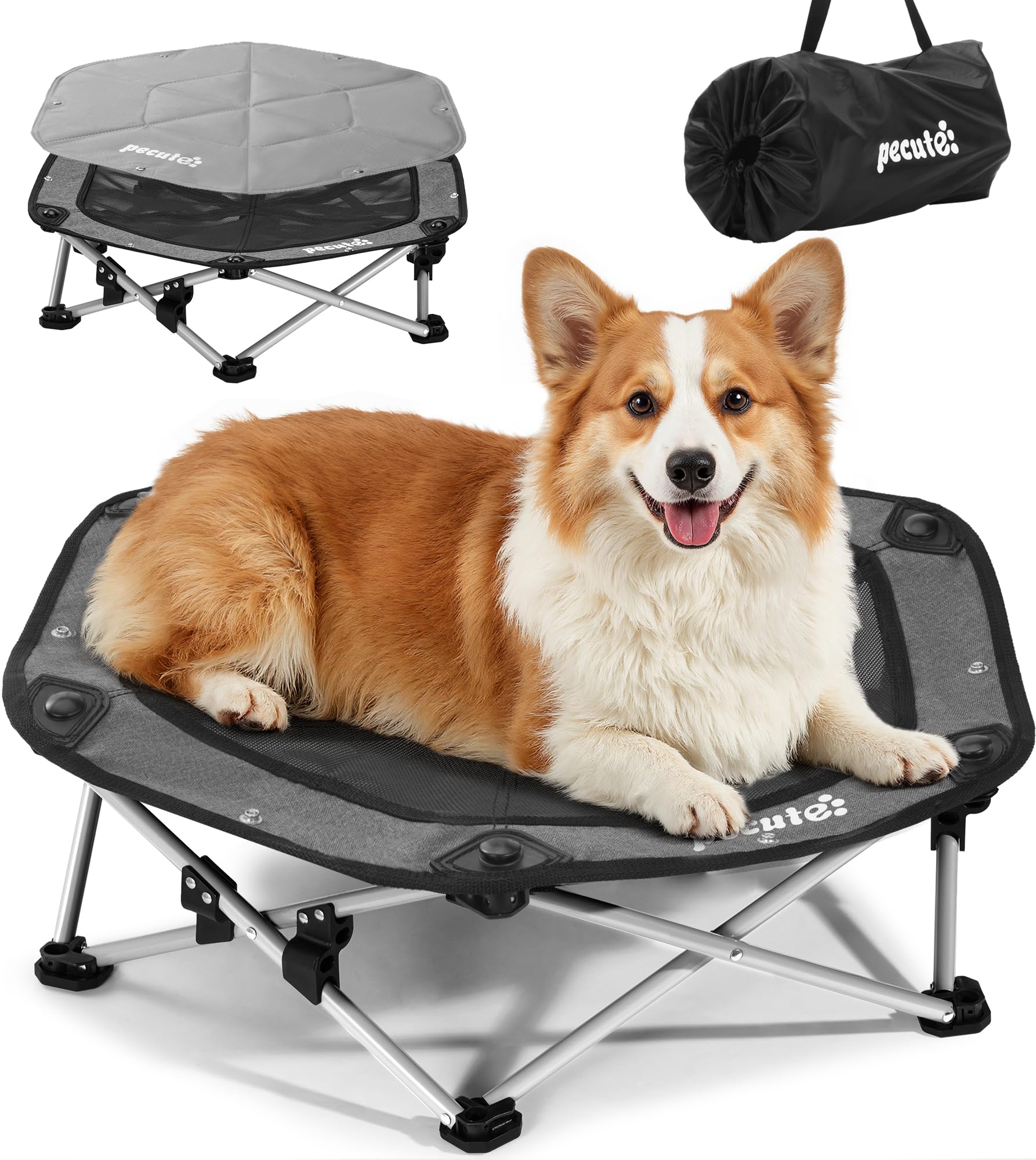 pecute Erhöhtes Hundebett L – 3s Klappbar, Atmungsaktiv & Ganzjährig mit Kühlmatte