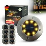 FLUSSLICHT Solar Bodenleuchten 8er-Set Warmweiß – IP65 Gartenbeleuchtung mit Ersatz-Erdspissen