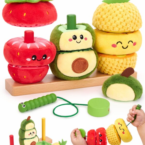 hahaland Montessori Obst-Stapelspiel aus Stoff – Motorik & Sortierspiel für Babys ab 1 Jahr