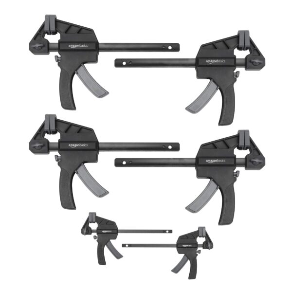 Amazon Basics 6er Einhandzwingen-Set – Profi-Klemmkraft bis 45,36 kg