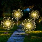 Blakapoo Solar Gartenleuchte 150 LEDs mit 8 Modi – Feuerwerk Solarlichter 4er Set
