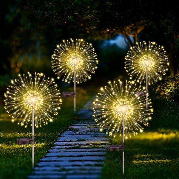 Blakapoo Solar Gartenleuchte 150 LEDs mit 8 Modi – Feuerwerk Solarlichter 4er Set