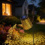 Blakapoo Solar Gießkanne Lichterkette – LED Wasserfall Gartenlicht mit 90 warmweissen LEDs