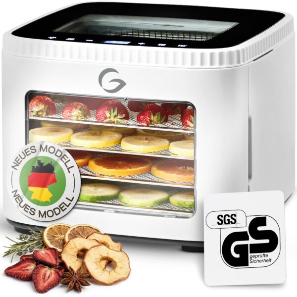 GERBERDING Dörrautomatt 500W mit 5 Edelstahlgittern – Profi-Dehydrator mit 3 Jahren Garantie