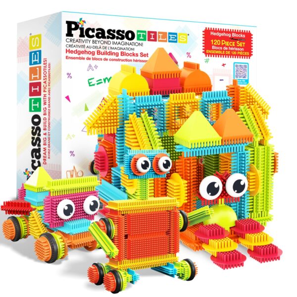 PicassoTiles 120 Igel-Bausteine – Flexible Stecksteine für Kreatives Bauen ab 3 Jahren