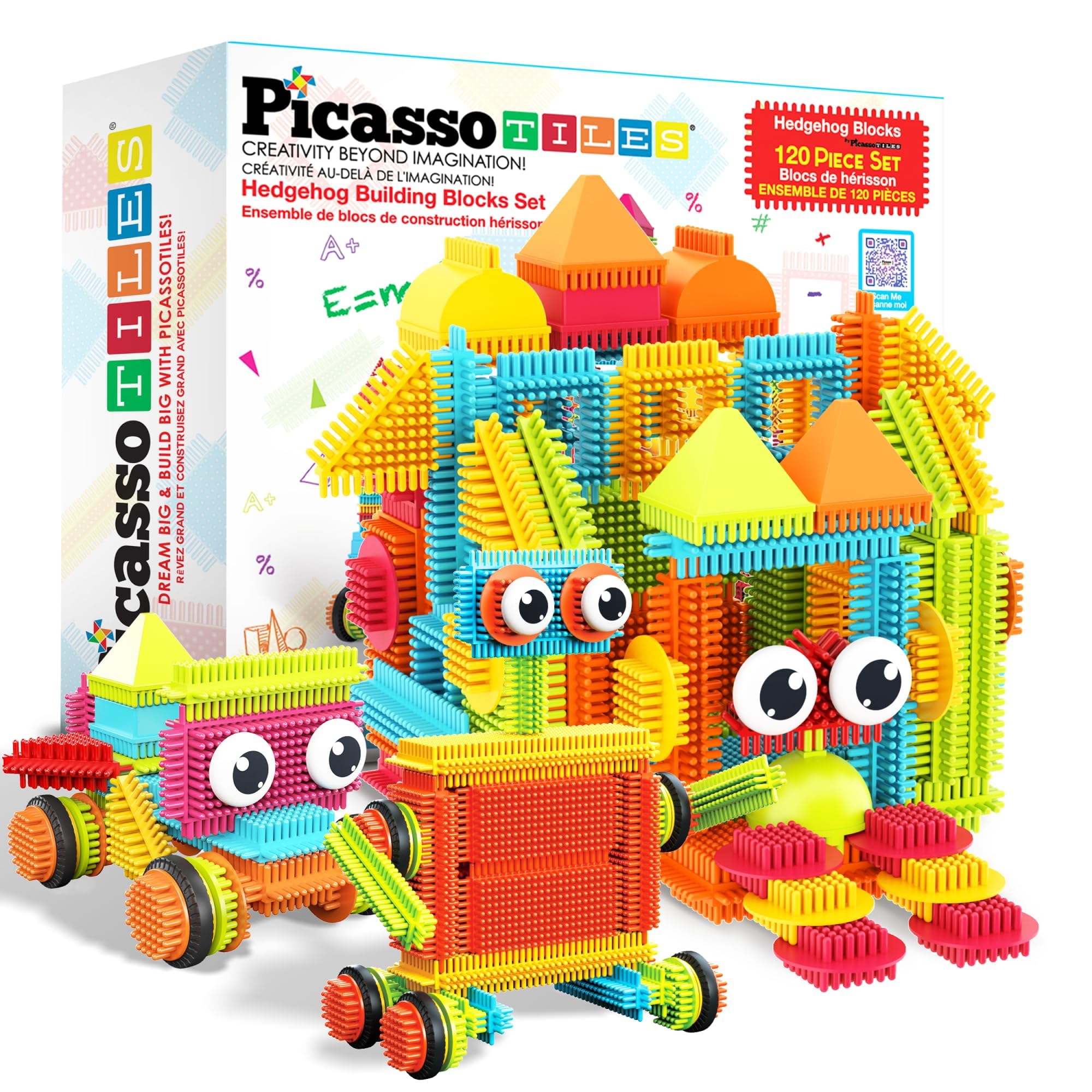 PicassoTiles 120 Igel-Bausteine – Flexible Stecksteine für Kreatives Bauen ab 3 Jahren