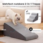 Gardner Pet 2-in-1 Hundetreppe 35/42cm, 3 Stufen – Gelenkschonendes Aufstiegssystem für kleine Hunde – Bild 2