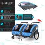KESSER Sport-RX 2in1 Kinderfahrradanhänger & Buggy – 5-Punkt-Gurt & 360° Vorderrad für 1-2 Kinder – Bild 2