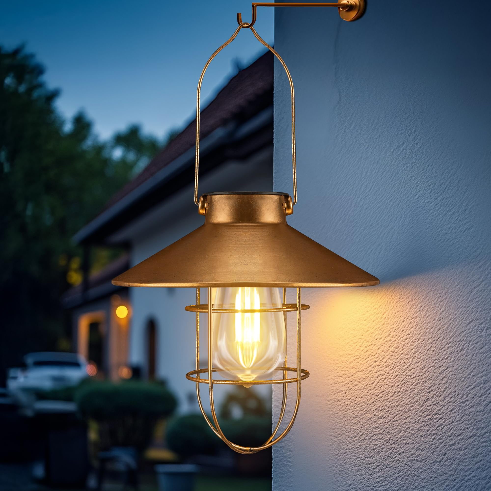 pearlstar Vintage Solar-Hängelaterne Kupfer – Warmweisses LED-Licht für Garten & Terrasse