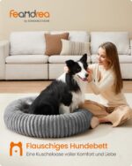 Feandrea Hundebett 100 cm – Weiches Donut-Design mit rutschfester Unterseite für grosse Hunde – Bild 2