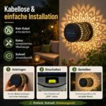 Taechalingo 2er-Set Mandala Solar Wandleuchten – Wasserdichte LED Gartenlampen für Aussen – Bild 3